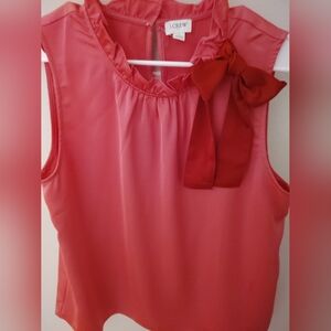 J. Crew Coral Sleeveless Top with Ribbon Detail